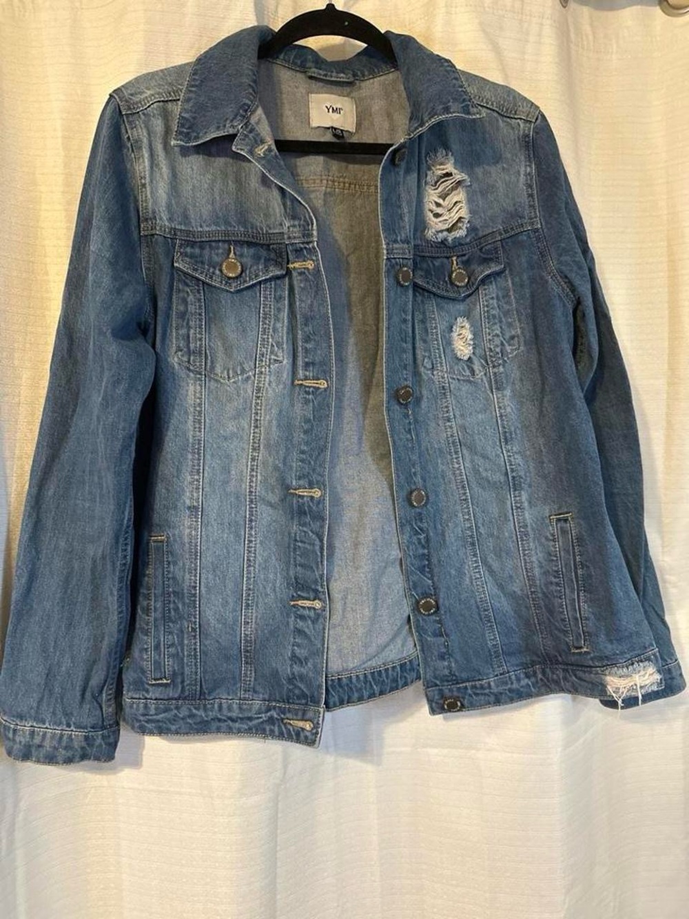 YMI Medium Blue Distressed Denim Trucker Jacket
